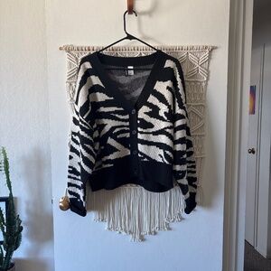 H&M zebra stripe cardigan